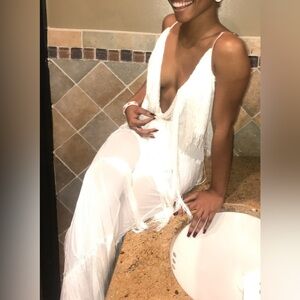 Elegant White Fringe Romper